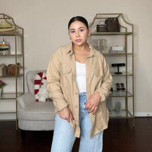 NWT American Eagle M Women's Oversized Fleece & Love Shacket, Camel Medium